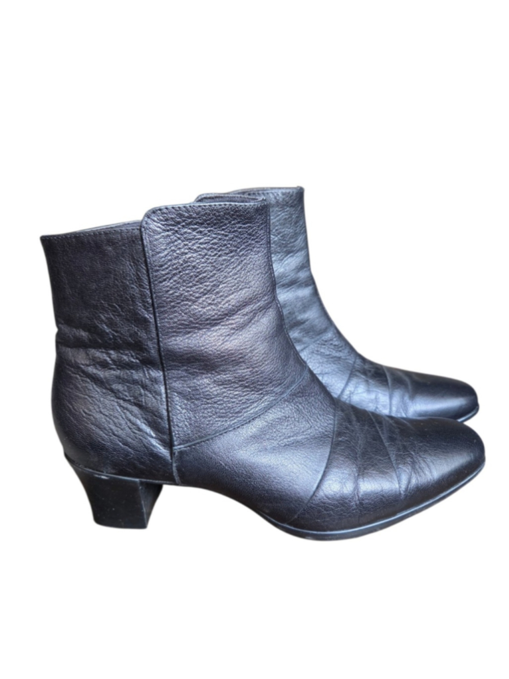 Munro American Faith Ankle Boots Black Calf Leather vintage 90's Size 8 W